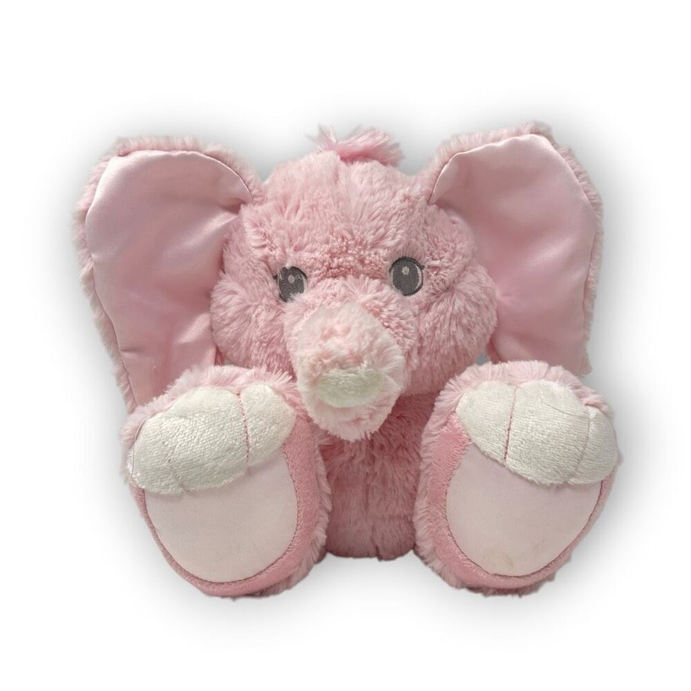 Aurora Baby Pink Elephant Plush 10" Sewn Eyes Stuffed Animal Satin Feet Ears